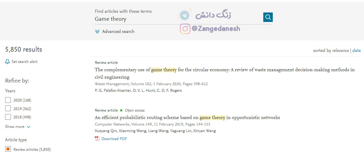 لیست کامل مقالات مروری